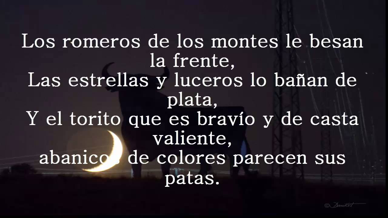 letra ese toro enamorado de la luna