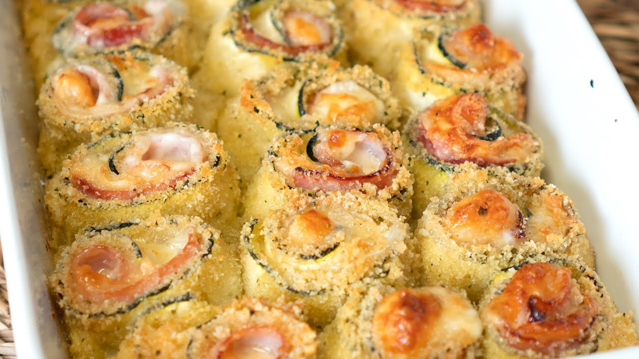 rollitos de calabacín con jamón y queso