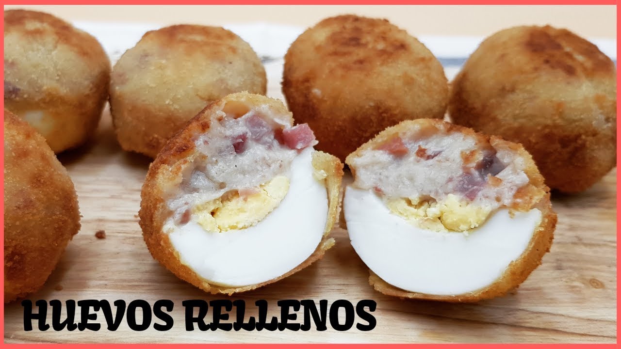 huevos rellenos con bechamel y jamón