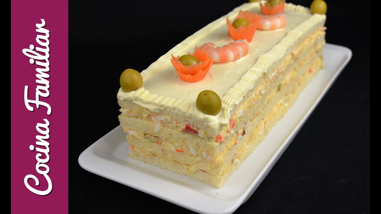 pastel de ensaladilla rusa con pan de molde